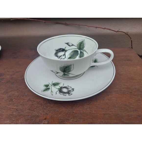 2 Rosenthal - Continental Midnight Rose Cups & Saucers - Picture 2 of 4